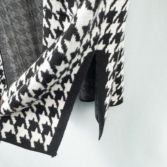 Chicos Houndstooth Cashmere Blend Long Cardigan Womens 1 Medium Black White - Picture 12 of 16